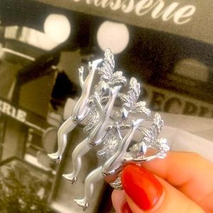 Vintage Rockettes silver color brooch